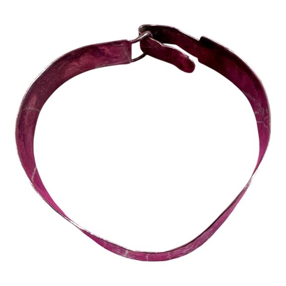 Handcrafted Hammered Silver Sterling Bracelet MCM Modernist Wave Cuff Wide - Picture 6 of 7